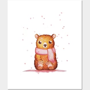 Adorable winter bear Posters and Art